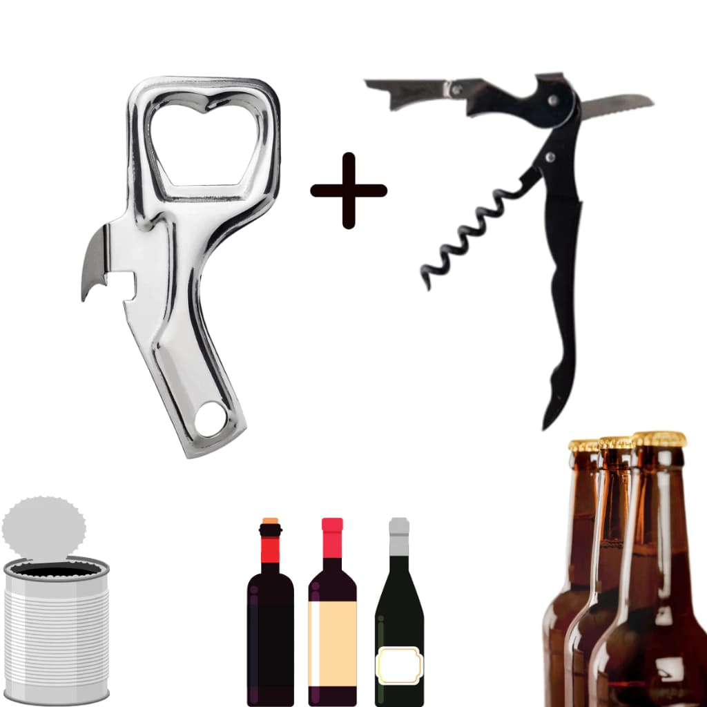 Kit Abridor de latas + Saca Rolhas