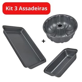 Kit 3 Assadeiras Pão/ Bolo/ Tortas